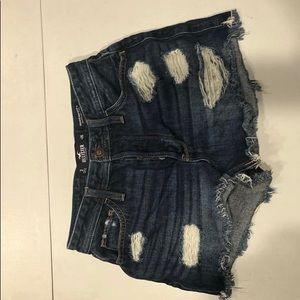 Dark wash mom shorts